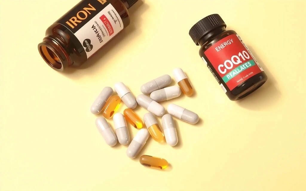 Suplimente pentru energie, inclusiv complexul B, fier și CoQ10